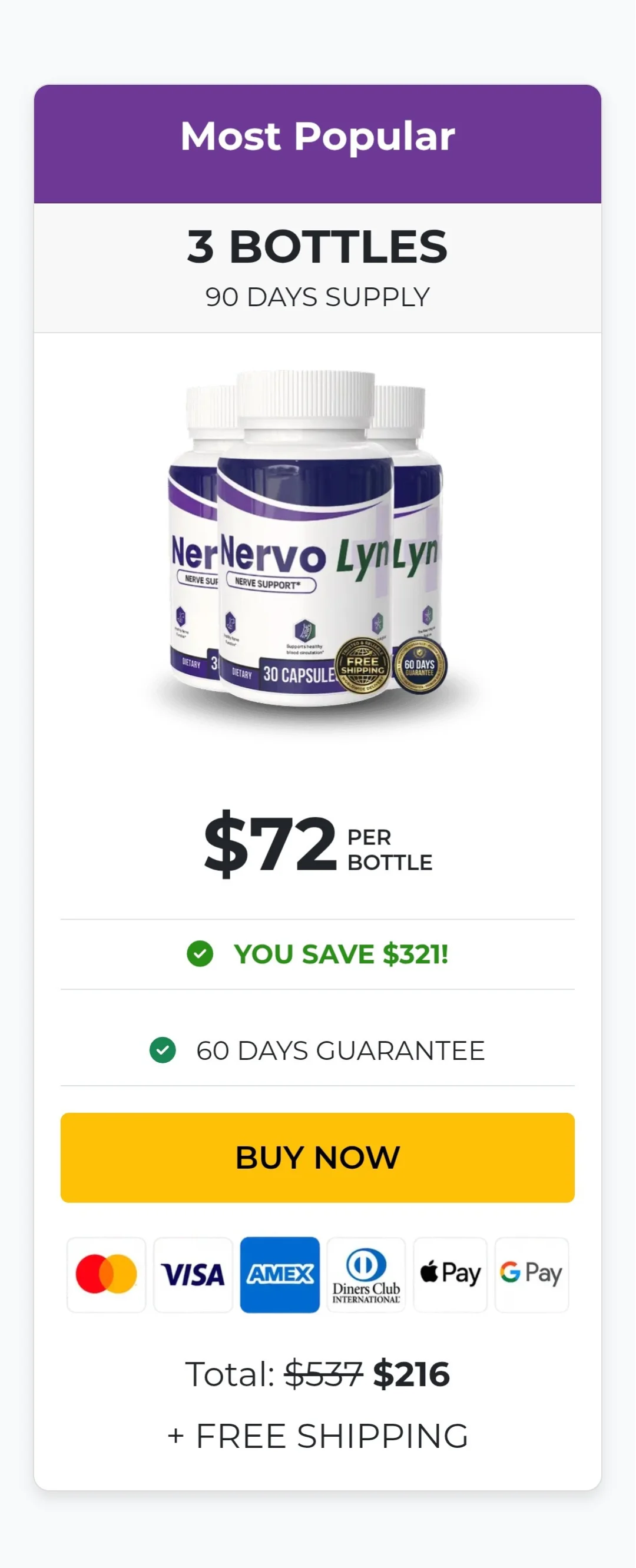 NervoLyn™ 3 bottles pricing
